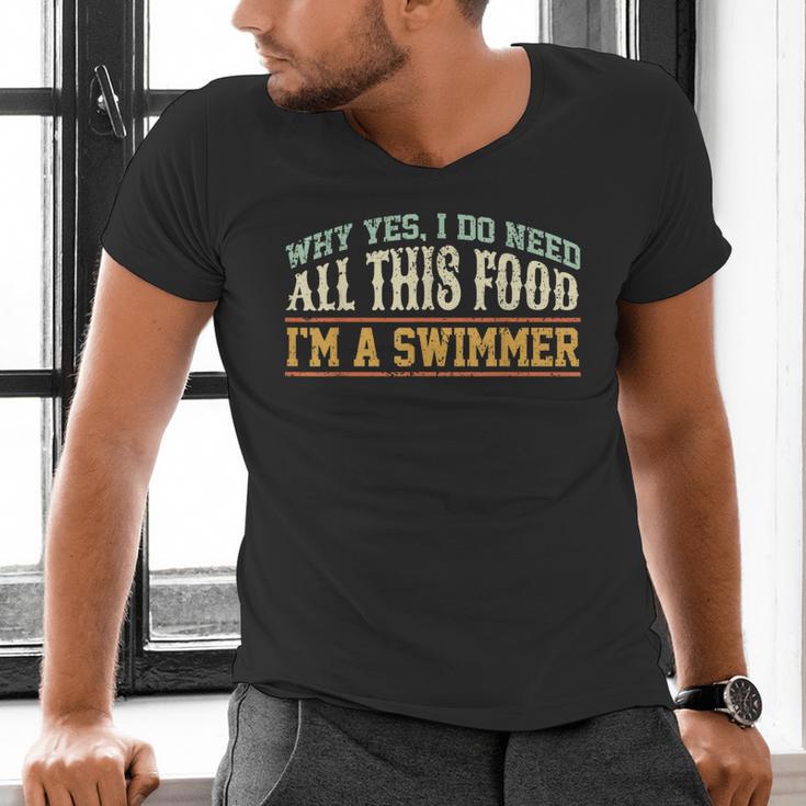 Swimming Swimmer Eating Swim Men's V-Neck T-Shirt