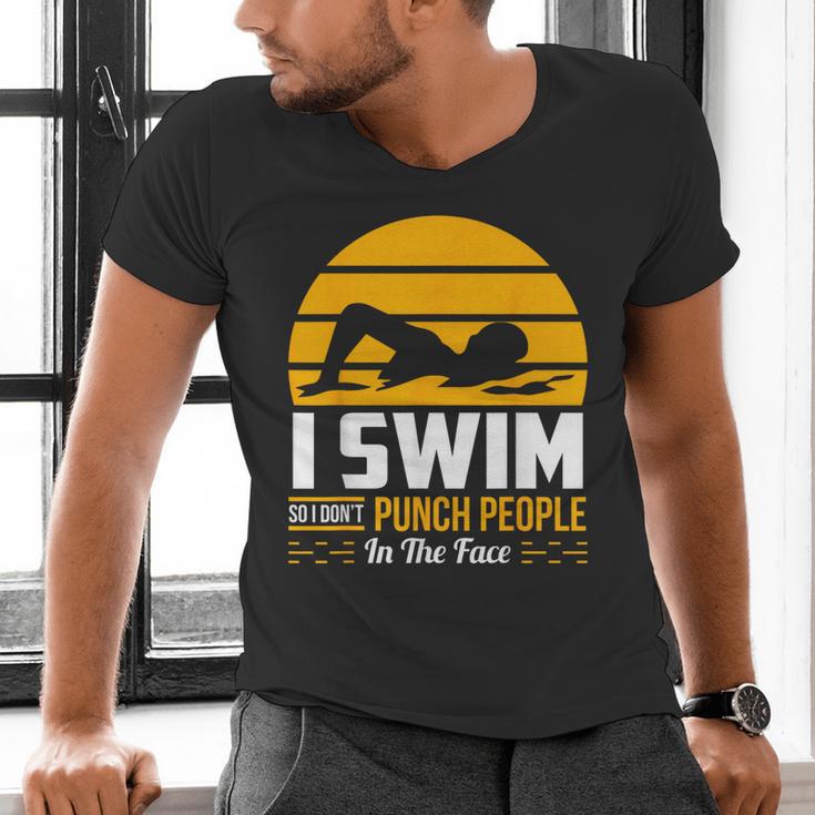 Swimming Swimmer Swim Team So I Don't Punch Men's V-Neck T-Shirt