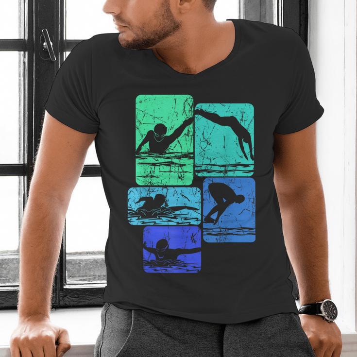 Swimming Swimmers Men's V-Neck T-Shirt Swimming Swimmers Men's V-Neck T-Shirt