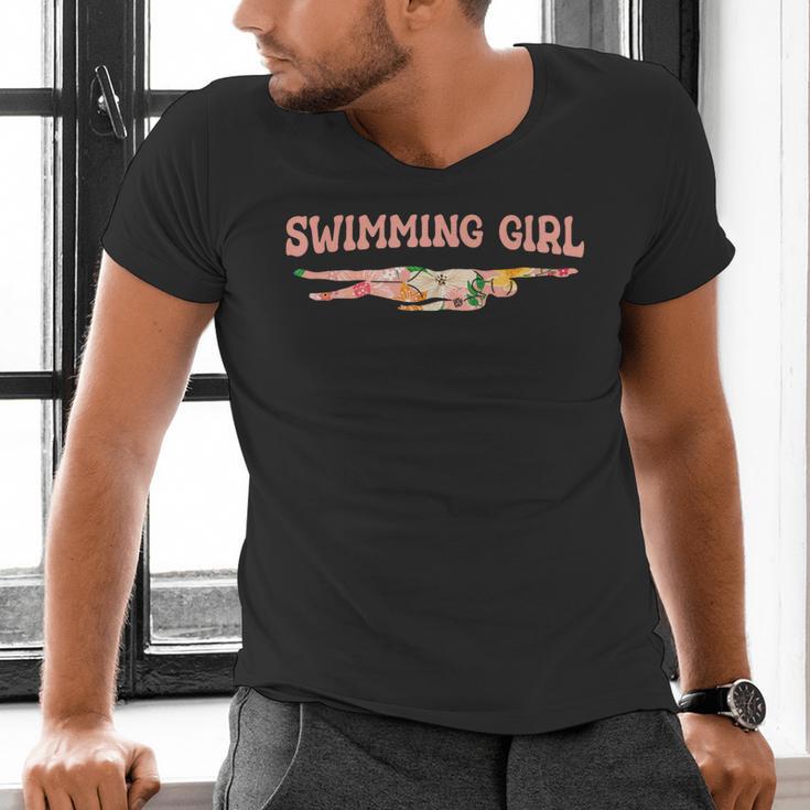 Swimming Swimming Water Sports Swimmer Men's V-Neck T-Shirt