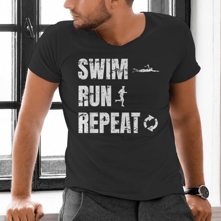 Swimrun Endurance Sports Swimming Running Swim Run Men's V-Neck T-Shirt