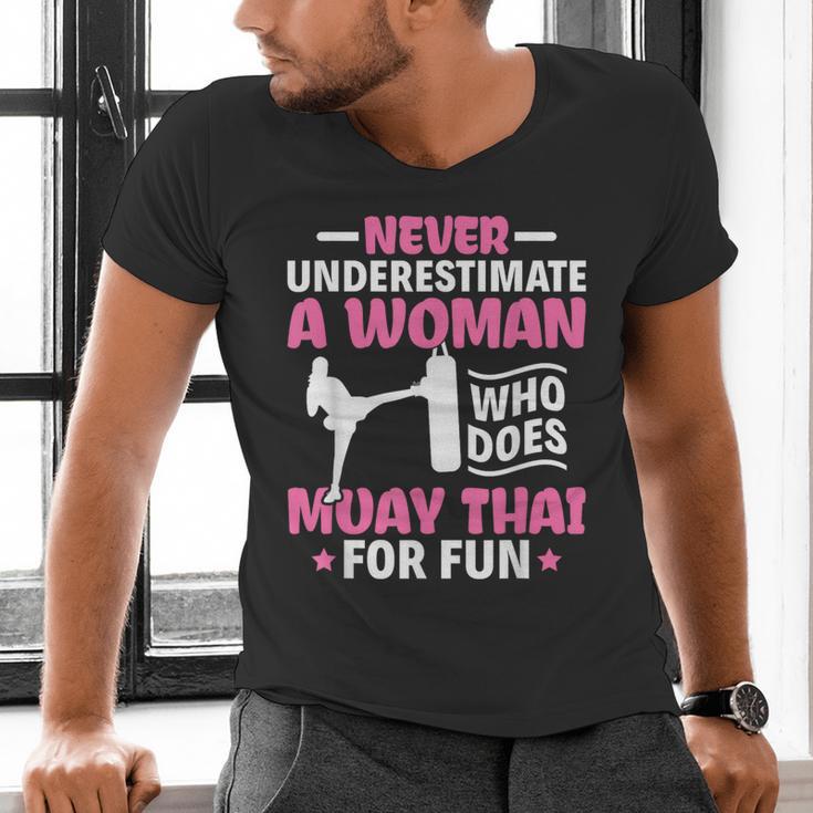 Never Underestimate A Woman Thai Boxing Muay Thai Fighter Men's V-Neck T-Shirt Never Underestimate A Woman Thai Boxing Muay Thai Fighter Men's V-Neck T-Shirt