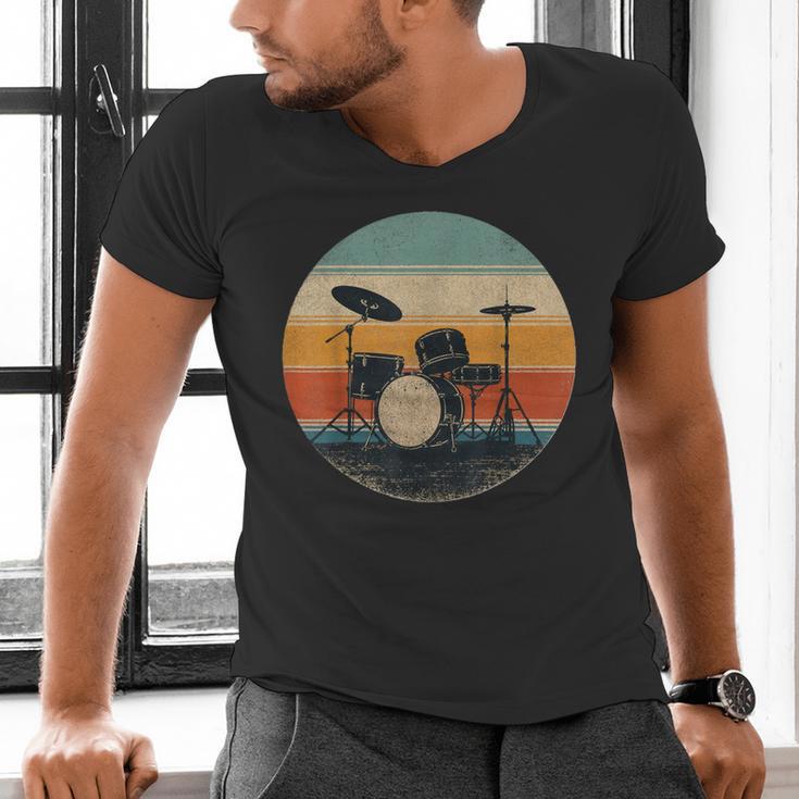 Vintage Drum Kit Silhouette Retro Music Men's V-Neck T-Shirt Vintage Drum Kit Silhouette Retro Music Men's V-Neck T-Shirt