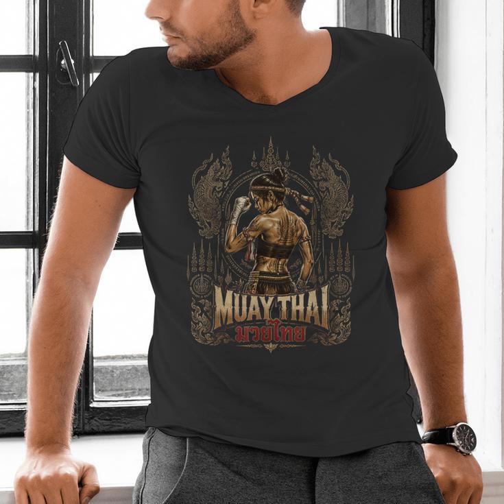 Vintage Muay Thai Chaiya Thai Boxing Fighter Style Men's V-Neck T-Shirt