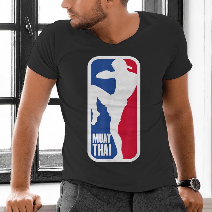 Vintage Muay Thai Fighter MMA Street Fight Kickboxing Club Men's V-Neck T-Shirt