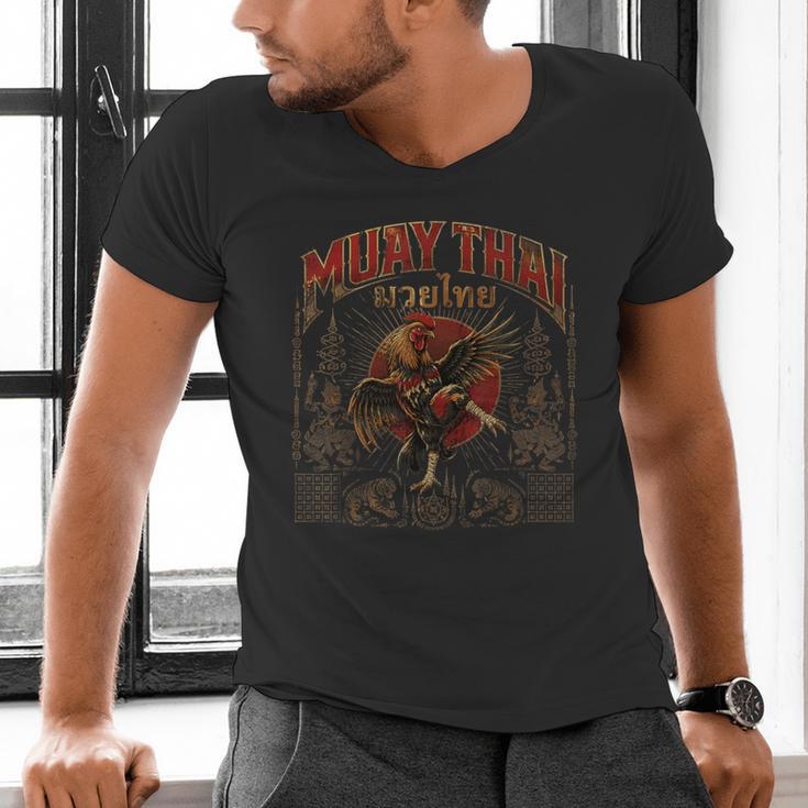 Vintage Muay Thai Legend Thai Boxing Fighter Art Chicken Men's V-Neck T-Shirt Vintage Muay Thai Legend Thai Boxing Fighter Art Chicken Men's V-Neck T-Shirt