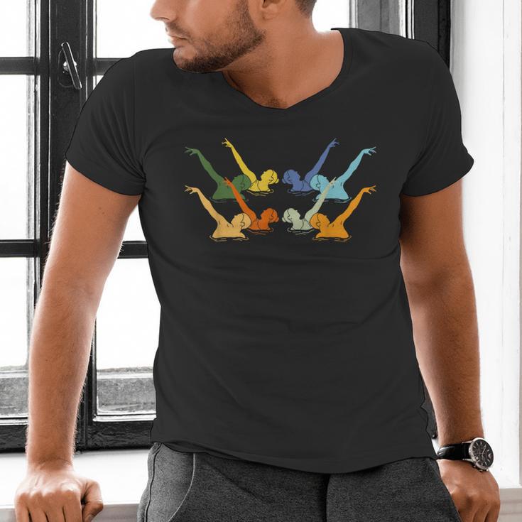 Vintage Synchronized Swimming Artistic Swimming Men's V-Neck T-Shirt