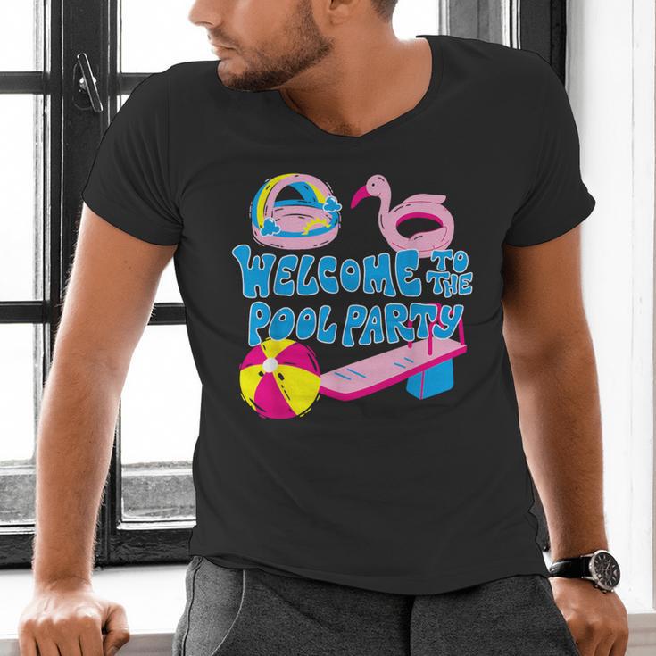 Welcome To The Pool Party Birthday Summer Family Swimming Men's V-Neck T-Shirt Welcome To The Pool Party Birthday Summer Family Swimming Men's V-Neck T-Shirt