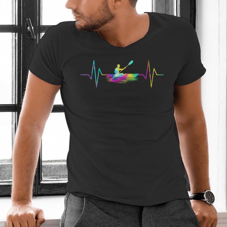Women's Kayaking Heartbeat Tie Dye Canoe Boating Kayaks Men's V-Neck T-Shirt