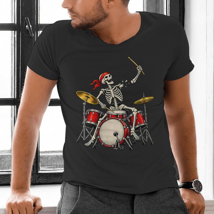 Women's Skeleton Drummer Skull Drum Kit Halloween Men's V-Neck T-Shirt Women's Skeleton Drummer Skull Drum Kit Halloween Men's V-Neck T-Shirt
