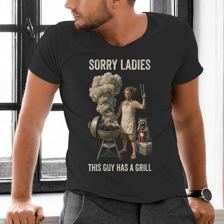 Women's Sorry Ladies This Guy Has A Grill BBQ Dad Men Lover Men's V-Neck T-Shirt