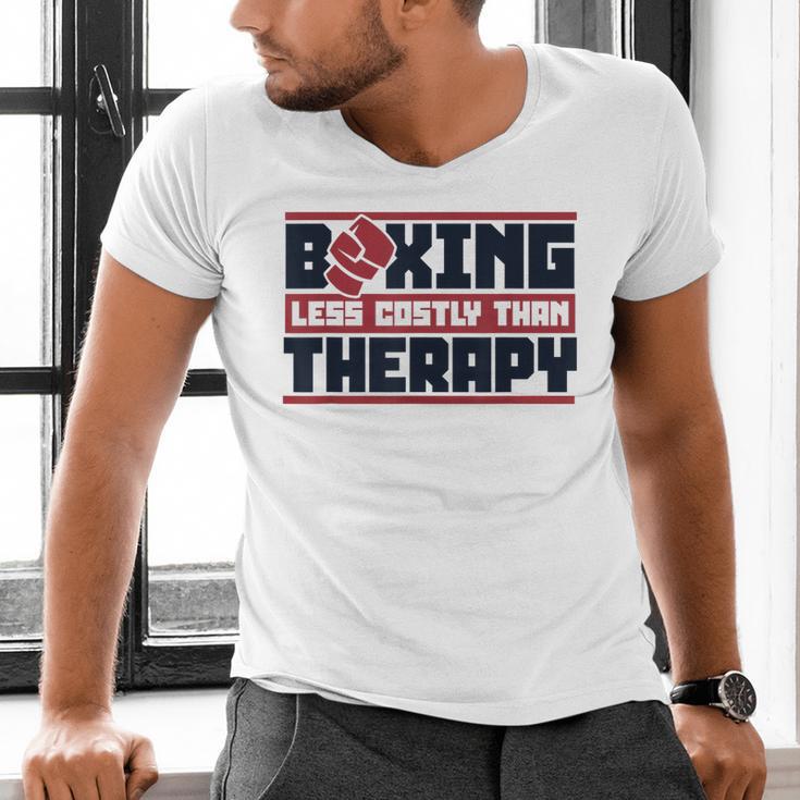 Boxing Less Costly Than Therapy Muay Thai Boxing Men's V-Neck T-Shirt