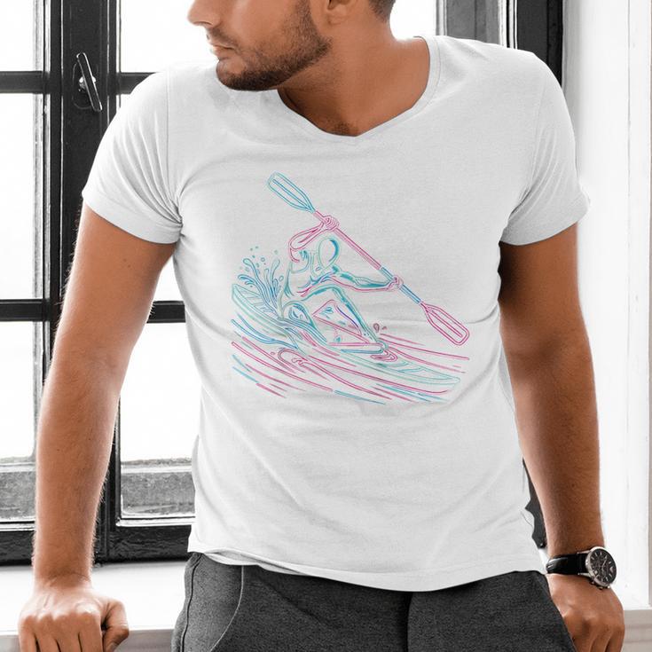 Canoe Canoeing Kayak Paddling Canoeist Raglan Baseball Tee Men's V-Neck T-Shirt