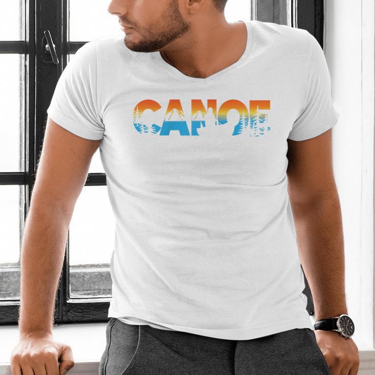 Canoe Canoeing Retro Canoe Raglan Baseball Tee Men's V-Neck T-Shirt