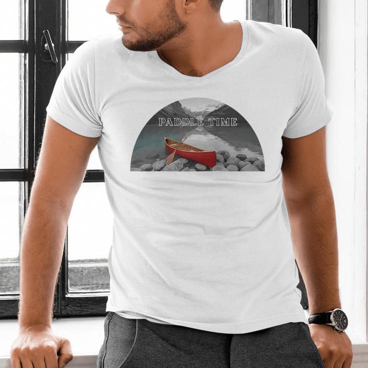 Canoe Lover Time To Paddle Raglan Baseball Tee Men's V-Neck T-Shirt