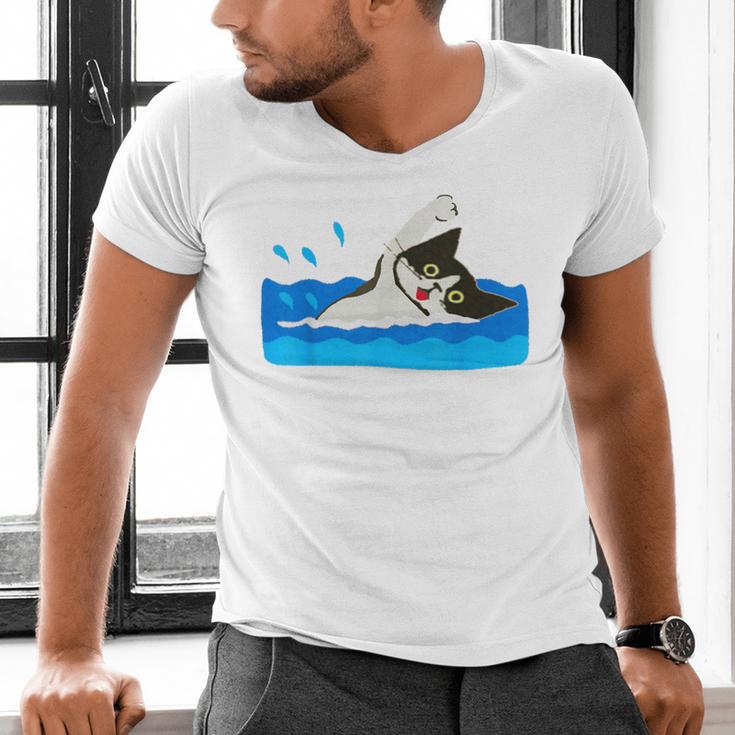 Cat Swimming Pool Men's V-Neck T-Shirt Cat Swimming Pool Men's V-Neck T-Shirt