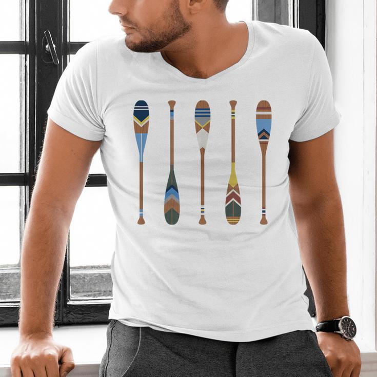 Colorful Painted Oars Paddle Nautical CanoeShirt Men's V-Neck T-Shirt Colorful Painted Oars Paddle Nautical CanoeShirt Men's V-Neck T-Shirt