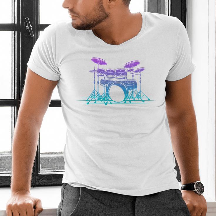 Drum Kit Set Drummer Pullover Men's V-Neck T-Shirt