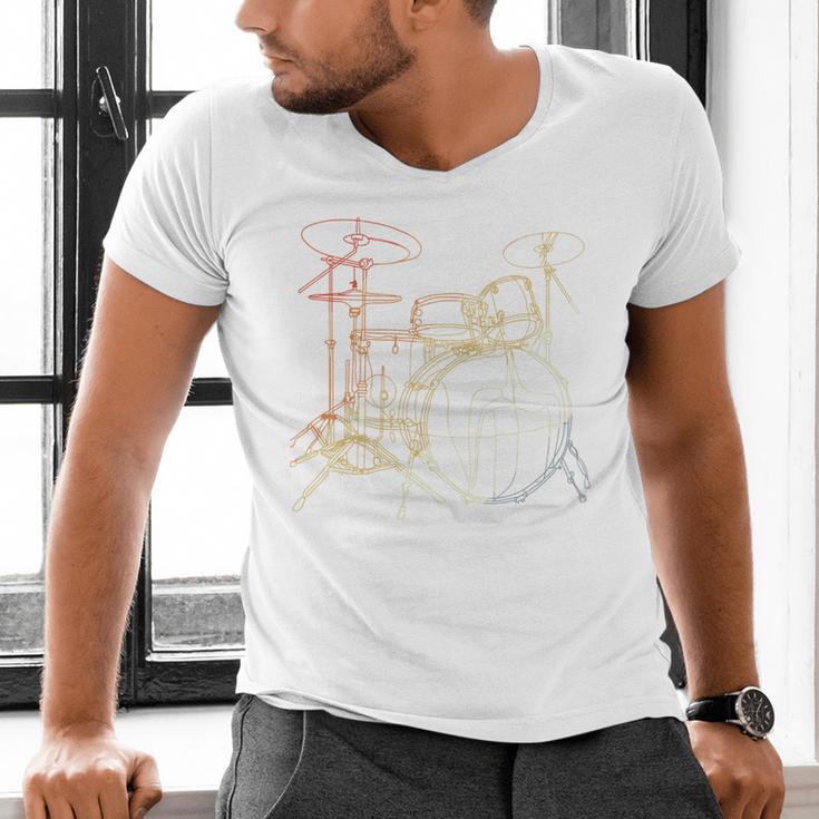 Drum Kit Vintage Look Music Concert Sweatshirt Men's V-Neck T-Shirt