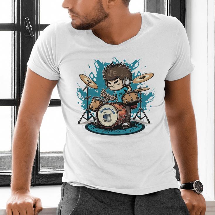 Drum Set Drumming Drummers Drum Kits Music Men's V-Neck T-Shirt Drum Set Drumming Drummers Drum Kits Music Men's V-Neck T-Shirt