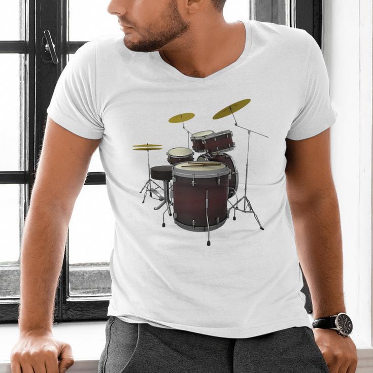 Drummer Drum Kit Raglan Baseball Tee Men's V-Neck T-Shirt