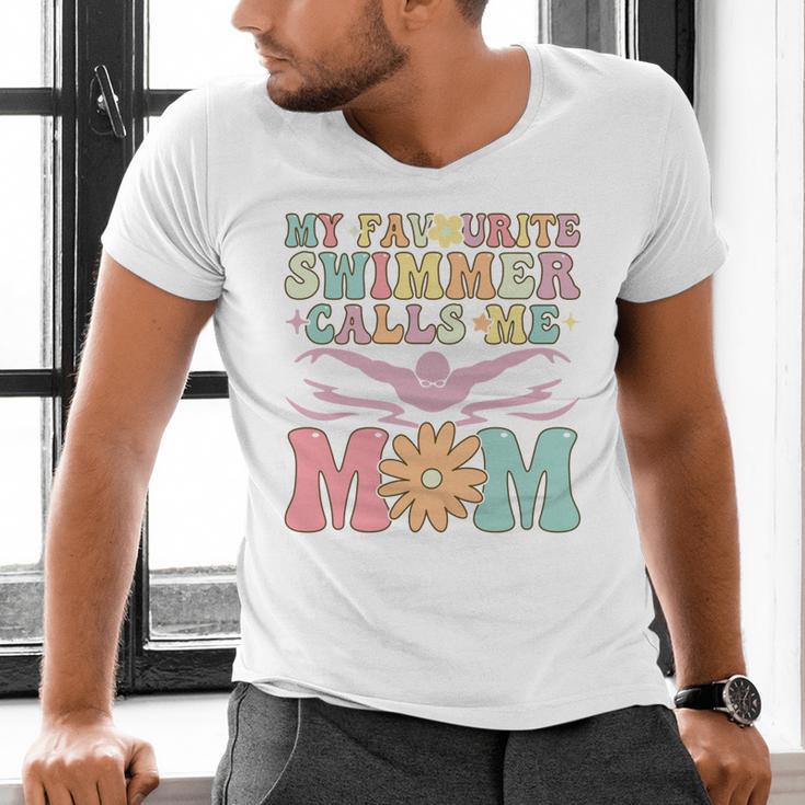 Favourite Swimmer Calls Me Mom Swimming Mom Female Swimmer Men's V-Neck T-Shirt Favourite Swimmer Calls Me Mom Swimming Mom Female Swimmer Men's V-Neck T-Shirt