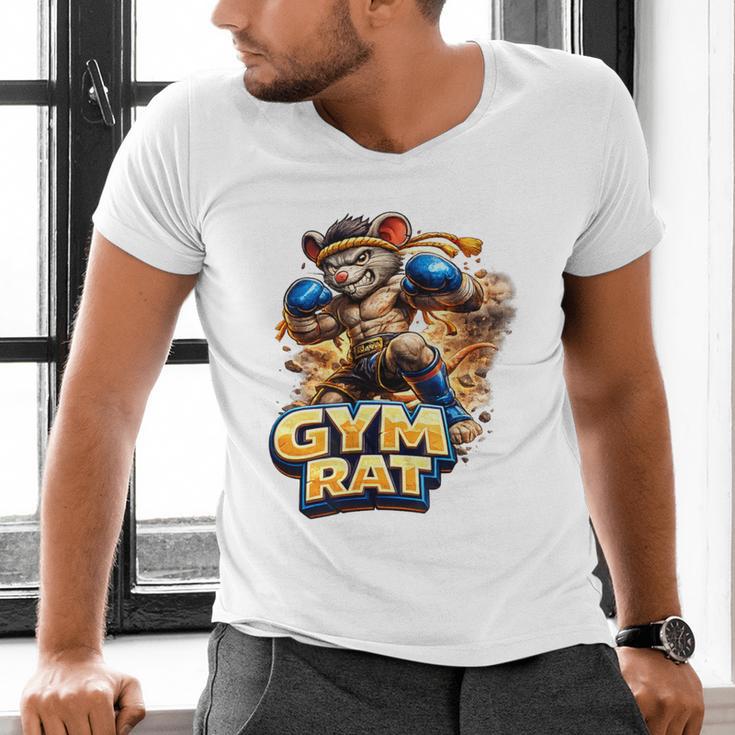 Gym Rat Kickboxing Nak Muay Thai Boxing Fighter Men's V-Neck T-Shirt