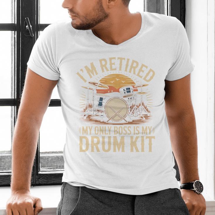 I'm Retired My Only Boss Is My Drum Kit Drums Drummer Men's V-Neck T-Shirt I'm Retired My Only Boss Is My Drum Kit Drums Drummer Men's V-Neck T-Shirt