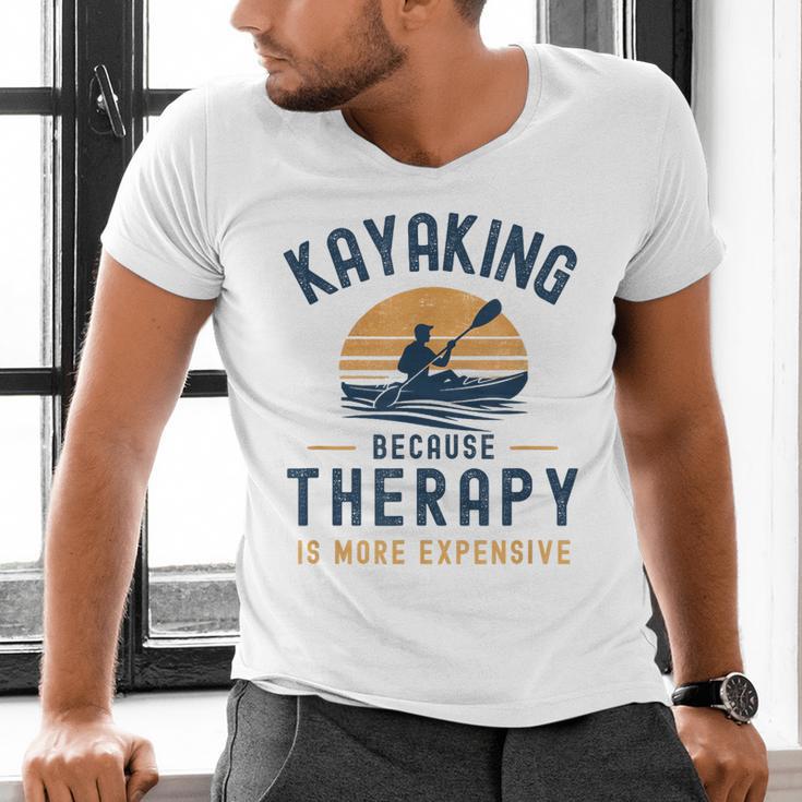Kayaking Therapy Kayaker Canoe Paddle Lake River Men's V-Neck T-Shirt