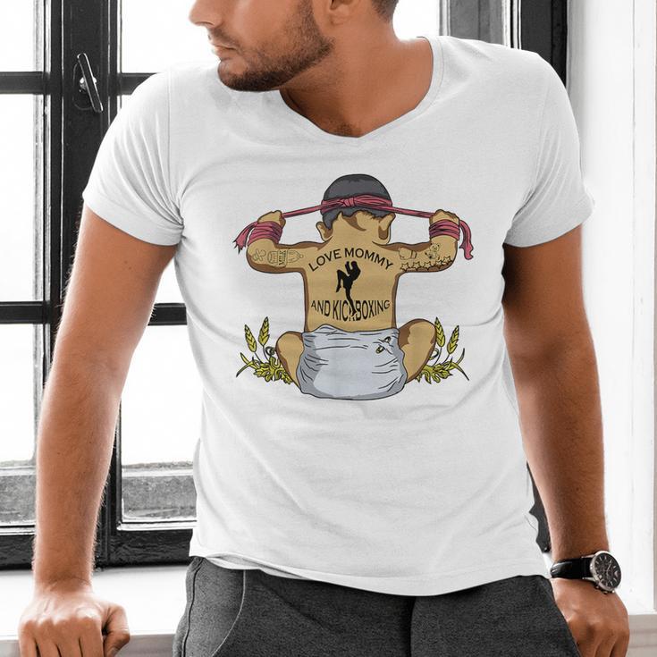 Kickboxing Muay Thai Training Fitness Baby Love Mommy Men's V-Neck T-Shirt