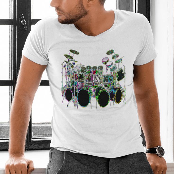 Large Drum Kit With Many Drums Men's V-Neck T-Shirt Large Drum Kit With Many Drums Men's V-Neck T-Shirt