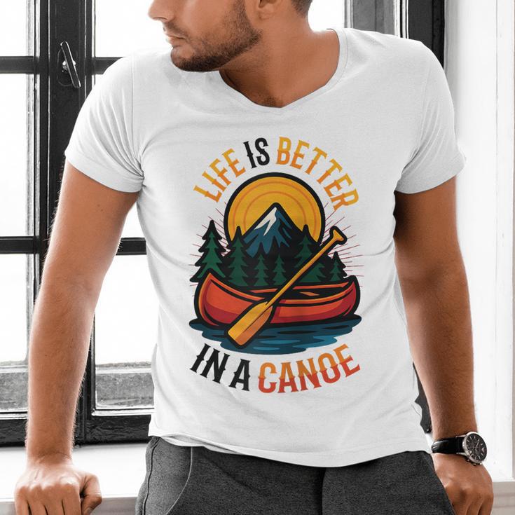 Life Is Better In A Canoe Canoeing Raglan Baseball Tee Men's V-Neck T-Shirt Life Is Better In A Canoe Canoeing Raglan Baseball Tee Men's V-Neck T-Shirt