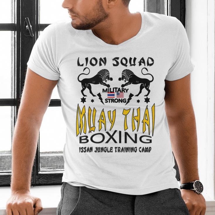 LION SQUAD THAILAND KICKBOXING MUAY THAI MMA TRAINING Men's V-Neck T-Shirt