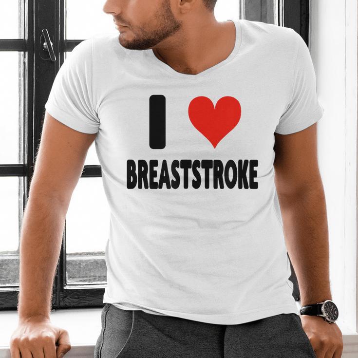 I Love Breaststroke Heart Swim Swimmer Pool Swimming Men's V-Neck T-Shirt I Love Breaststroke Heart Swim Swimmer Pool Swimming Men's V-Neck T-Shirt