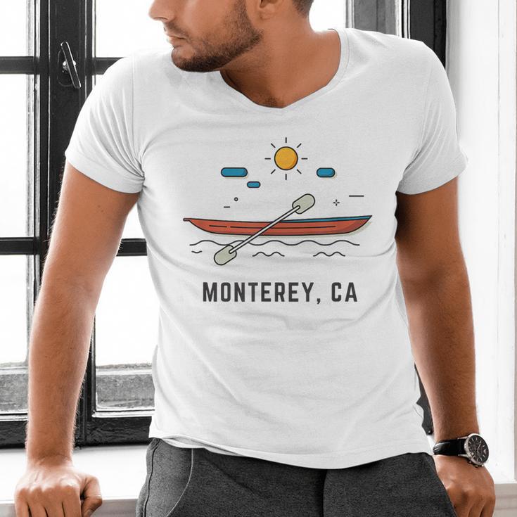 Monterey California Kayak Canoe Paddling Outdoor Men's V-Neck T-Shirt Monterey California Kayak Canoe Paddling Outdoor Men's V-Neck T-Shirt