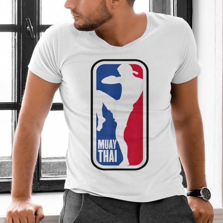 Muay Thai Fighter Retro Kickboxing MMA Training Men's V-Neck T-Shirt