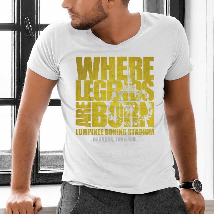 Muay Thai Lumpinee Boxing Stadium Where Legend Born Men's V-Neck T-Shirt