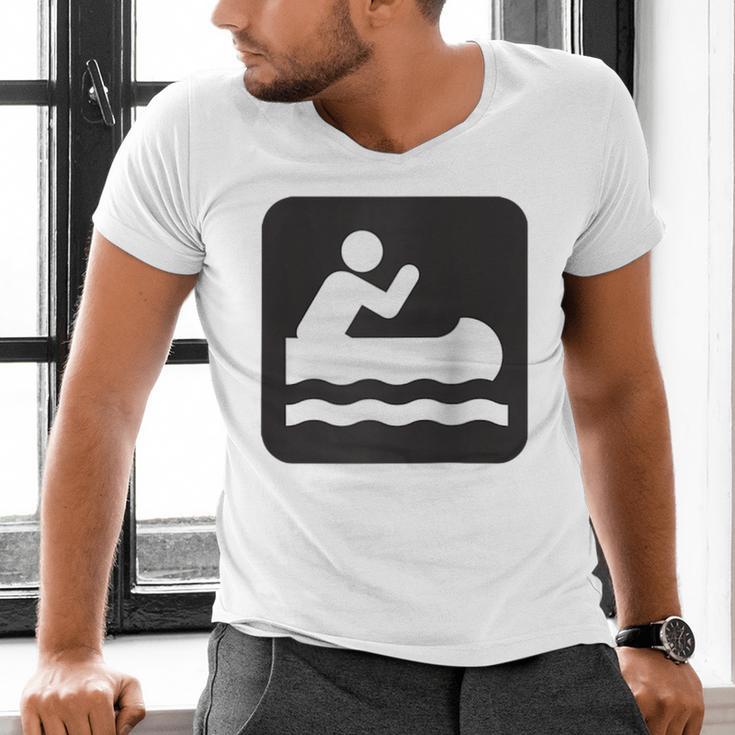 Outdoors Water Sports Canoe Canoeist Raglan Baseball Tee Men's V-Neck T-Shirt