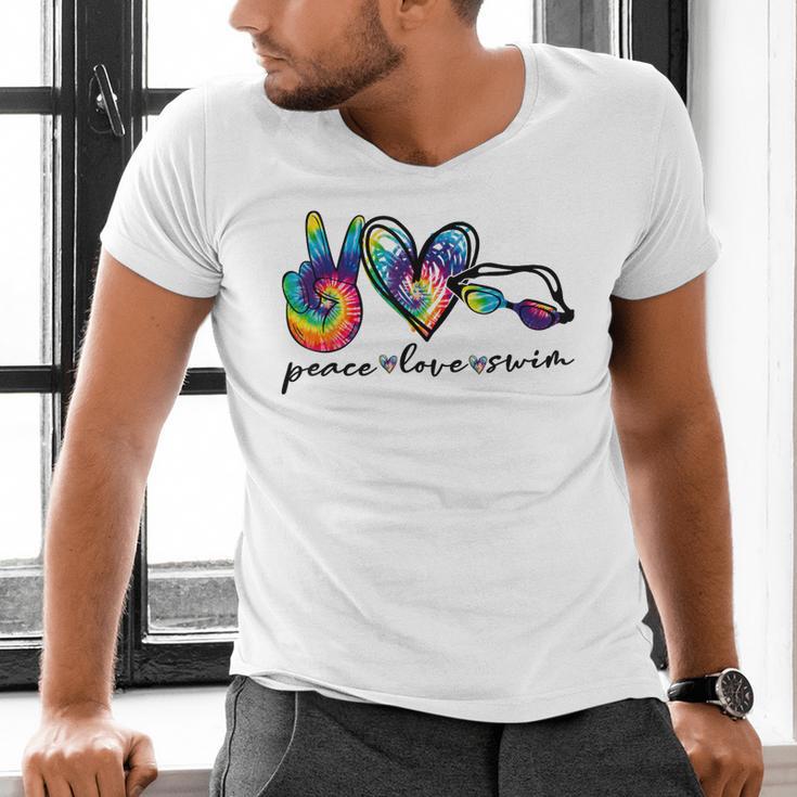 Peace Love Swim Tie Dye Swimmer Swimming Summer Trip Men's V-Neck T-Shirt