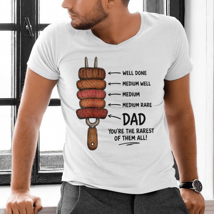 Steak BBQ Dad You'Re The Rarest Of Them All Fathers Day Raglan Baseball Tee Men's V-Neck T-Shirt