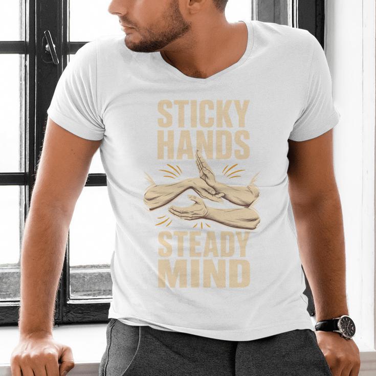 Sticky Hands Steady Mind Muay Thai Boxing Men's V-Neck T-Shirt