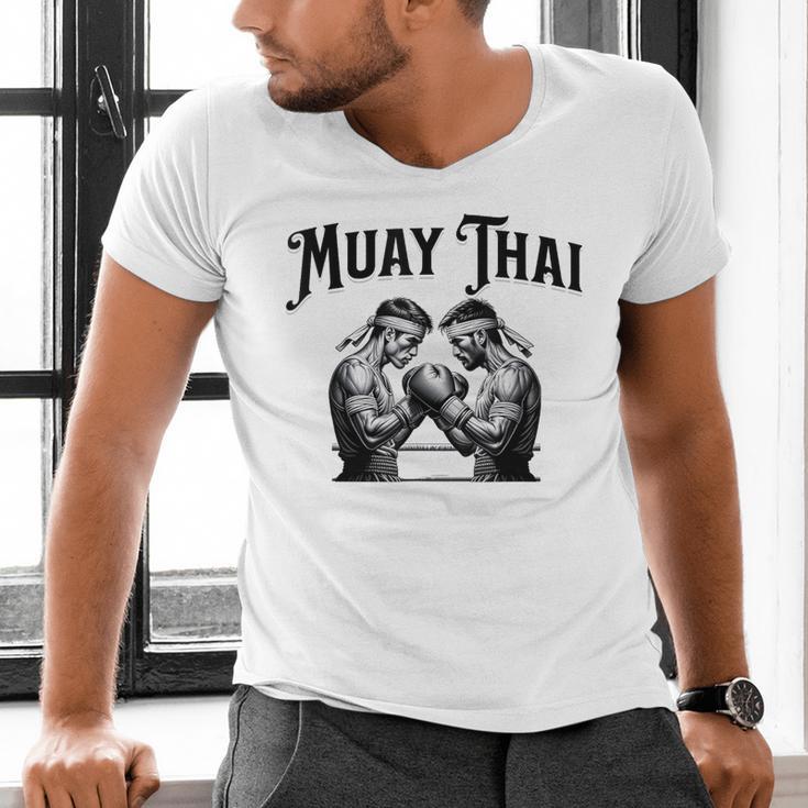 Thai Boxing Muay Thai Boxer Men's V-Neck T-Shirt Thai Boxing Muay Thai Boxer Men's V-Neck T-Shirt