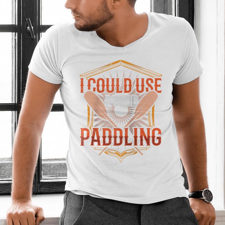 I Could Use A Good Paddling Canoe Canoeing Paddle Men Women Raglan Baseball Tee Men's V-Neck T-Shirt