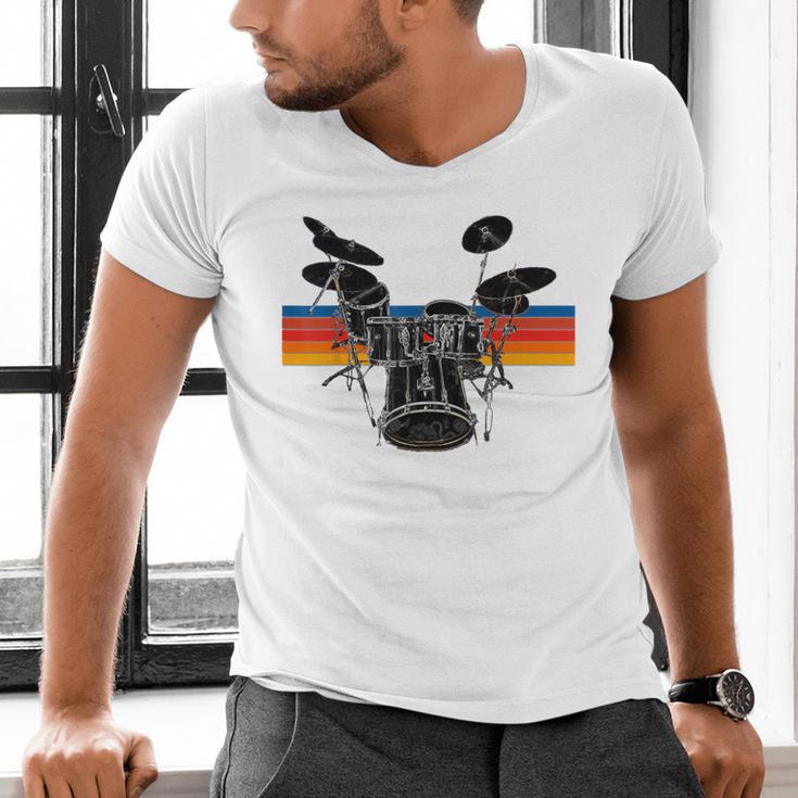Vintage Drum Kit Drummer Rock Band Drums Men's V-Neck T-Shirt Vintage Drum Kit Drummer Rock Band Drums Men's V-Neck T-Shirt