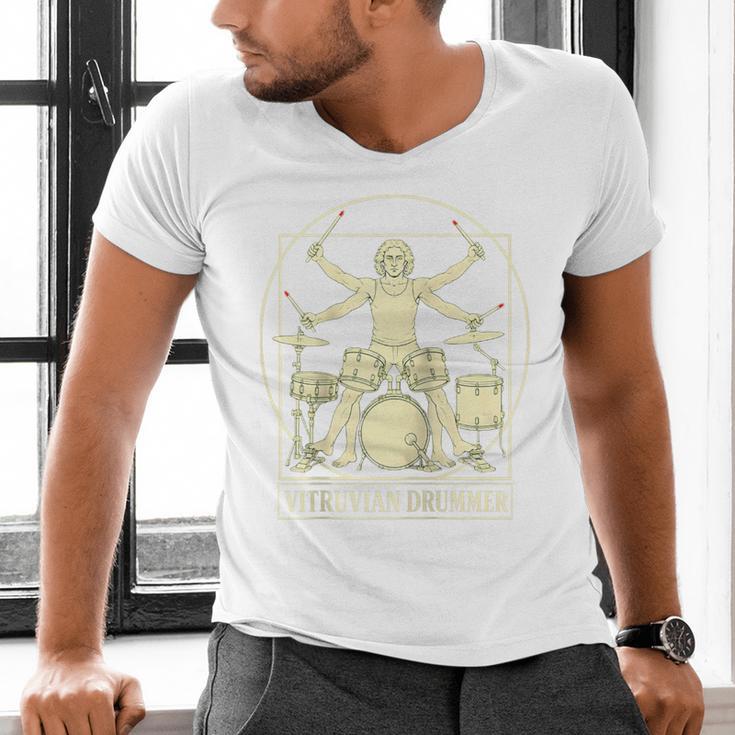 Vitruvian Drummer Drum Kit Music Lover Musician Men Raglan Baseball Tee Men's V-Neck T-Shirt