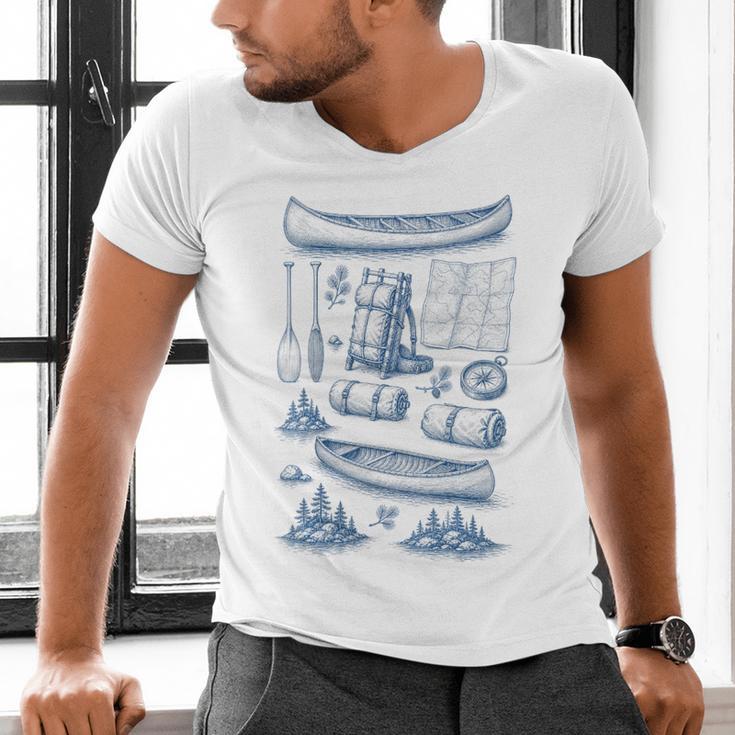 Women's Canoe Wilderness Gear Vintage Chart Collection Illustration Men's V-Neck T-Shirt