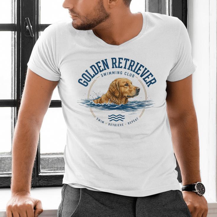 Women's Golden Retriever Swimming Men's V-Neck T-Shirt Women's Golden Retriever Swimming Men's V-Neck T-Shirt