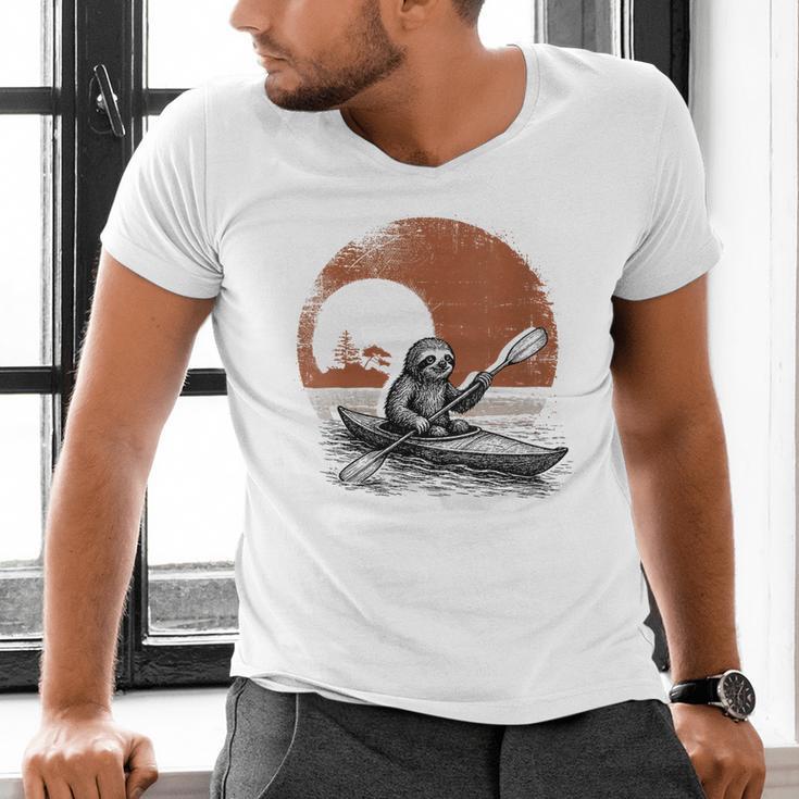 Women's Kayaking Sloth Kayak Kayaker Canoe Paddling Men's V-Neck T-Shirt Women's Kayaking Sloth Kayak Kayaker Canoe Paddling Men's V-Neck T-Shirt