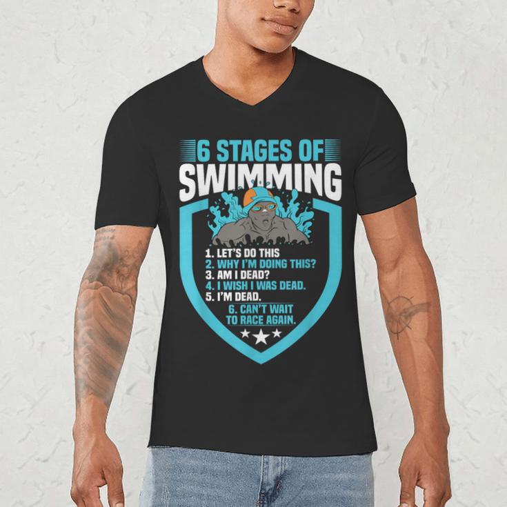 6 Stages Of Swimming Joke Sports Athlete Pool Swimmer Men's V-Neck T-Shirt 6 Stages Of Swimming Joke Sports Athlete Pool Swimmer Men's V-Neck T-Shirt