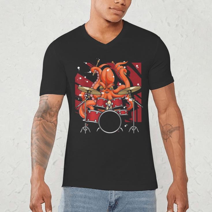 Animal Octopus Musician Drum Kit Octopus Drummer Men's V-Neck T-Shirt Animal Octopus Musician Drum Kit Octopus Drummer Men's V-Neck T-Shirt
